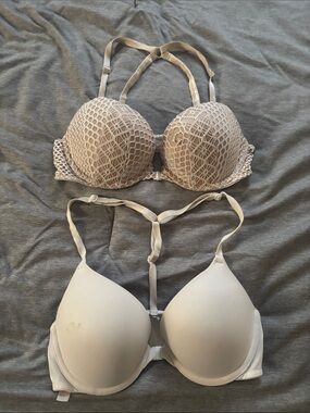 PINK Victoria's Secret Beige Lace and Nude Smooth Bra Duo